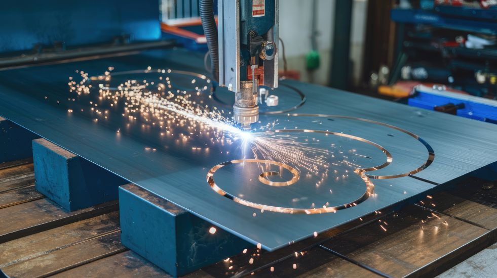 Plasma cutting machine making spiral designs